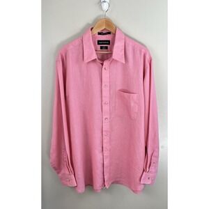 Paul Fredrick Men's XL Long Sleeve Linen Shirt Pink Lightweight Breathable Beach